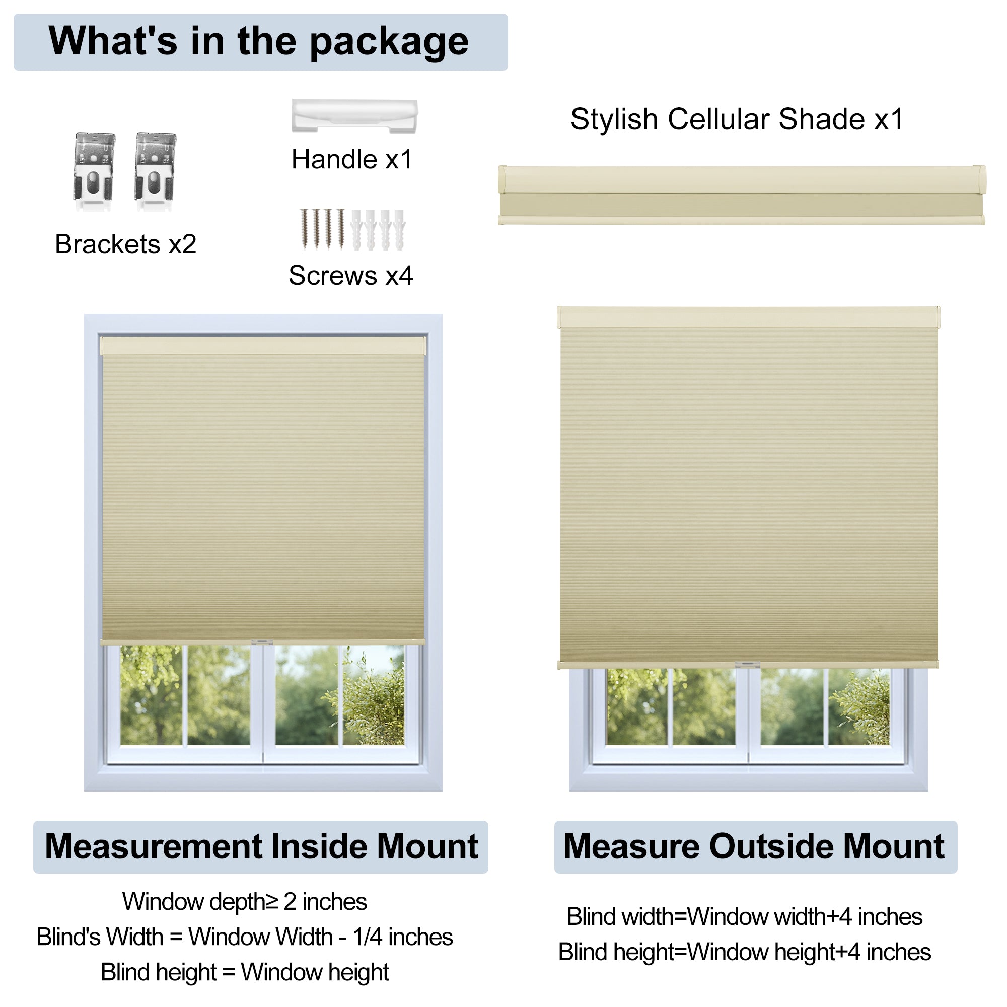 Sulugood Classic Blackout Cordless Cellular Shades