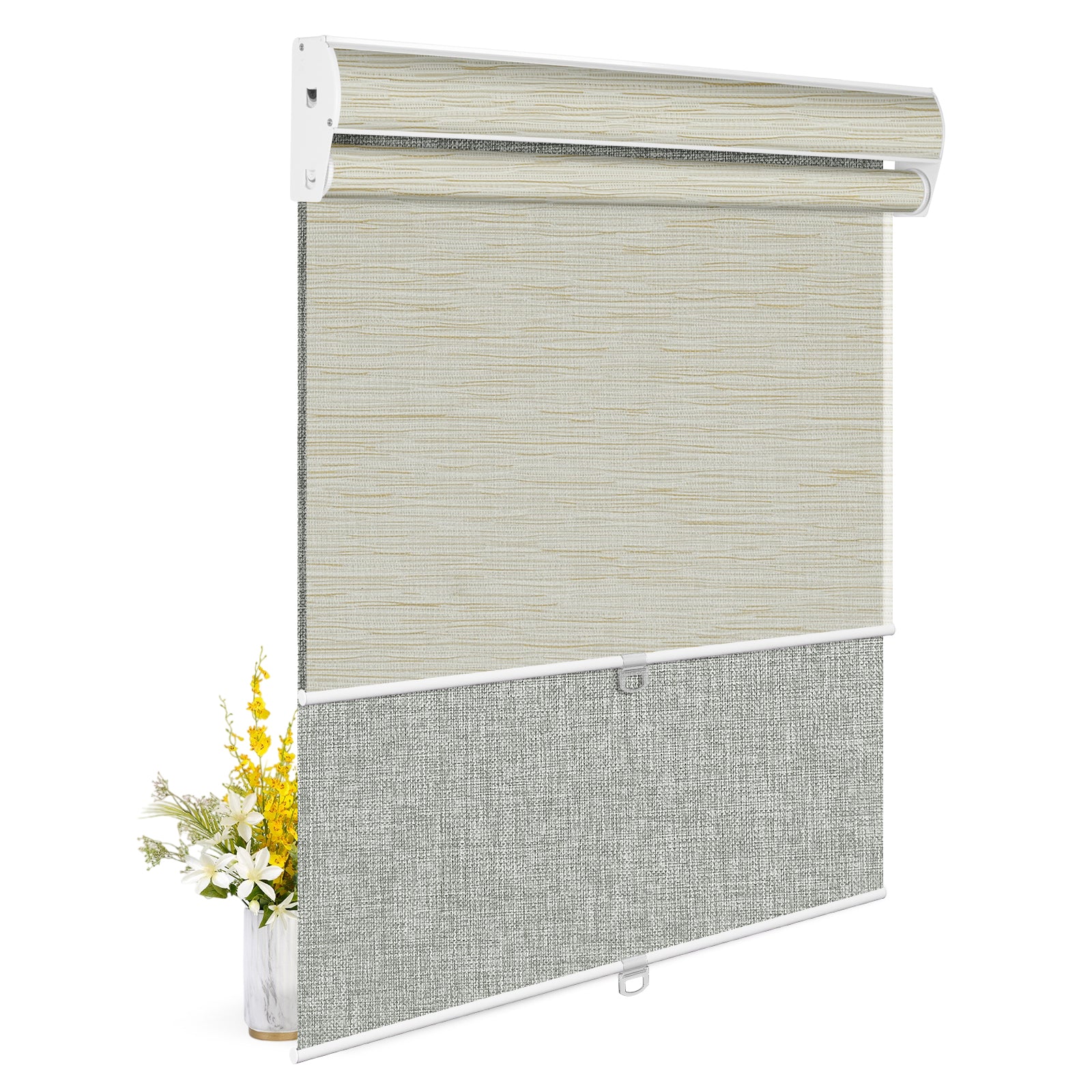 Light Filtering Beige+Blackout Gray