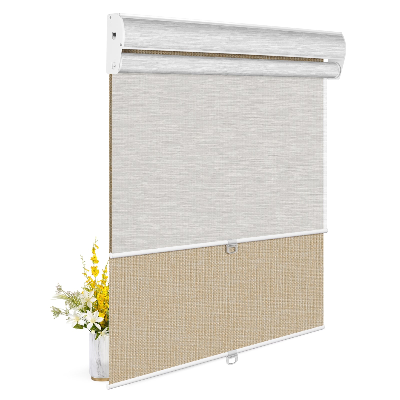 Light Filtering White+Blackout Beige