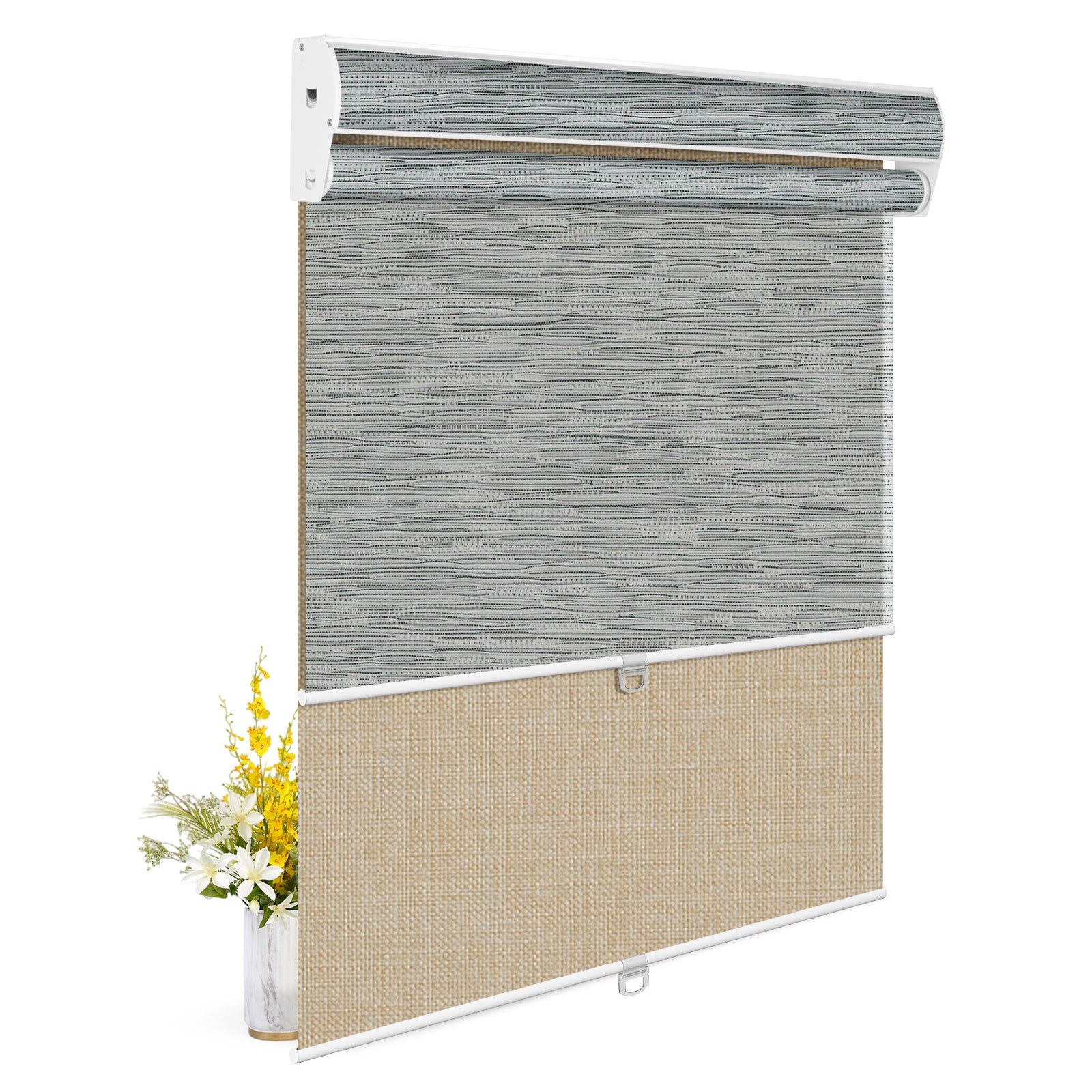 Light Filtering Gray+Blackout Beige