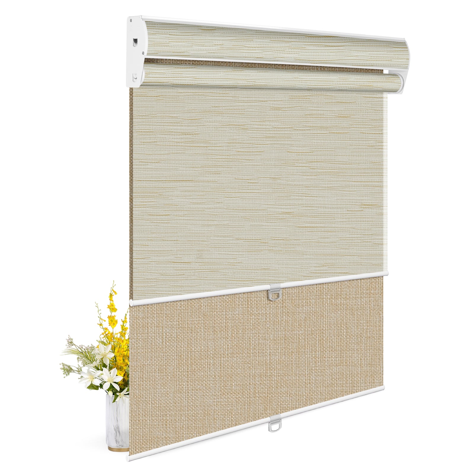 Light Filtering Beige+Blackout Beige