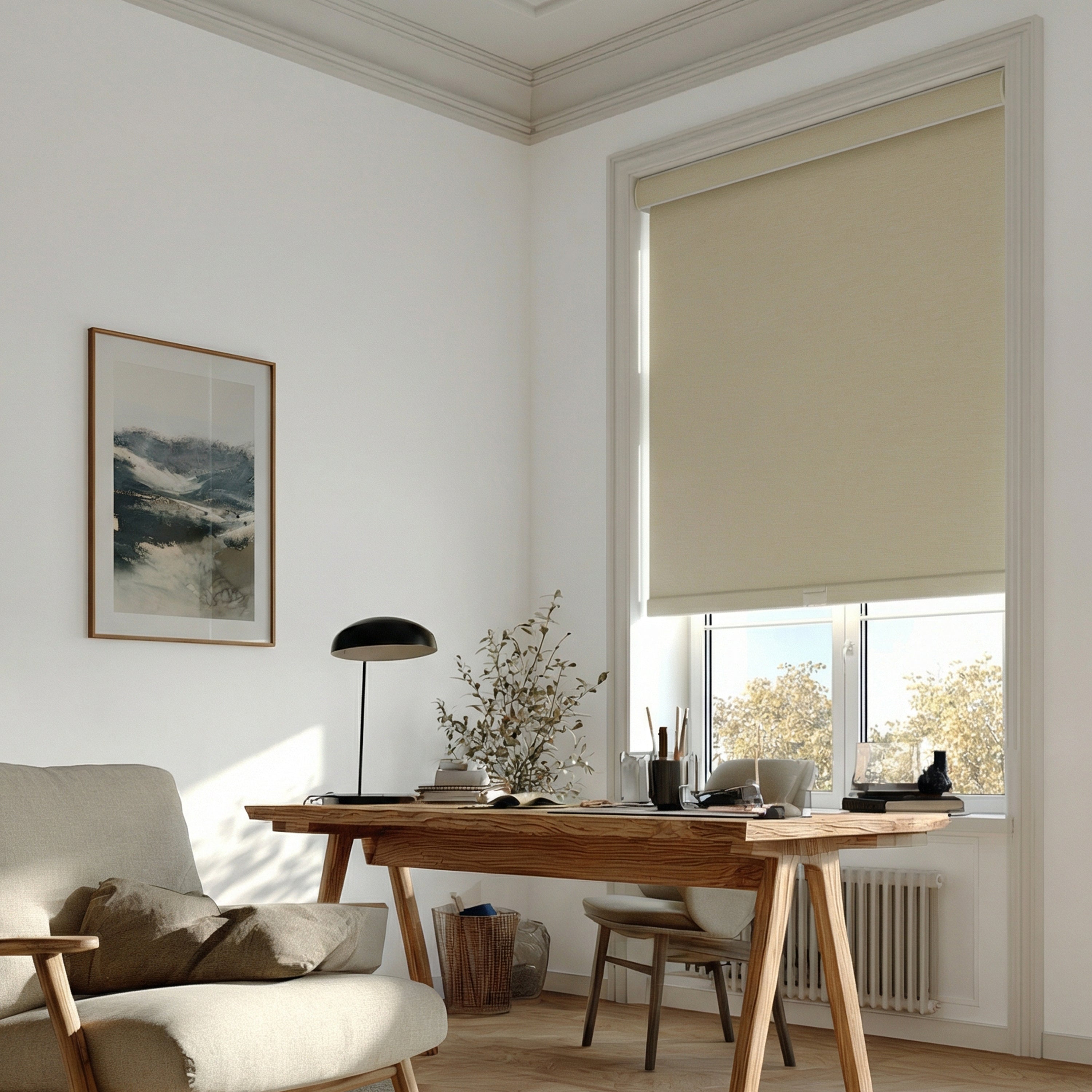 Sulugood Premium Blackout Light Filtering Cassette Roller Blinds with Same Color End Caps