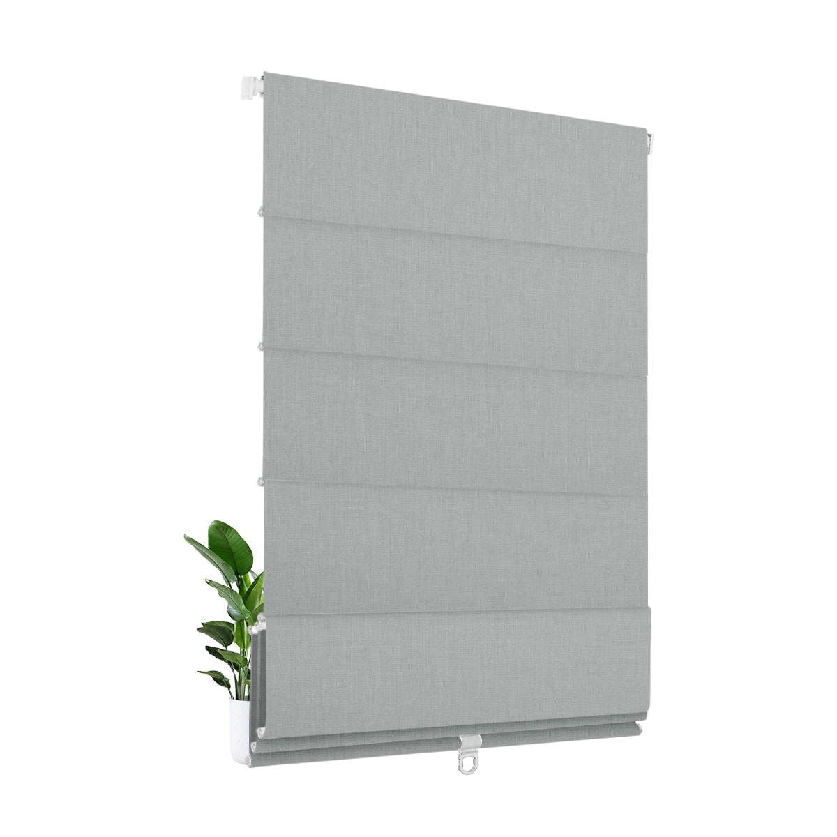 Sulugood No Drill Linen Fabric Cordless Blackout Roman Shades