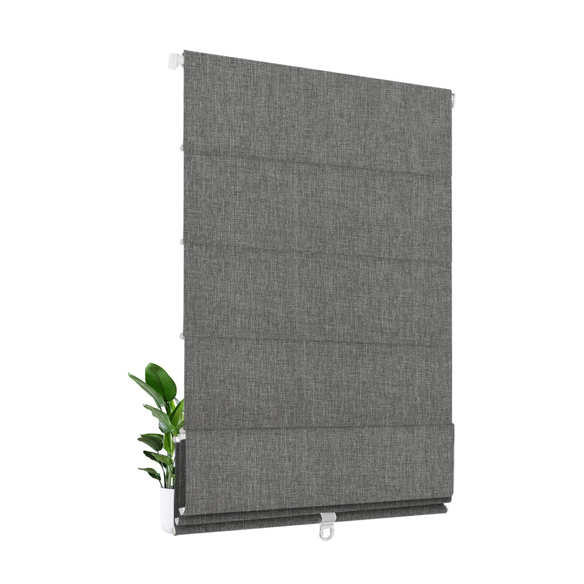 Sulugood No Drill Linen Fabric Cordless Blackout Roman Shades