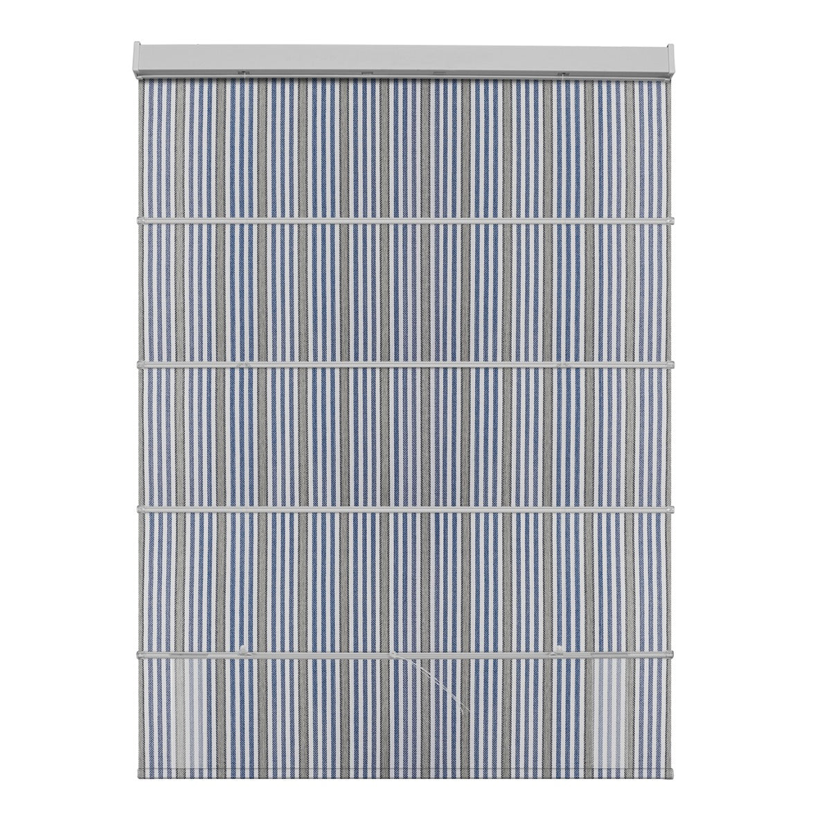Sulugood Custom Square Stripe Light Filtering Cordless Roman Shades in a classic design with blue and white stripes.
