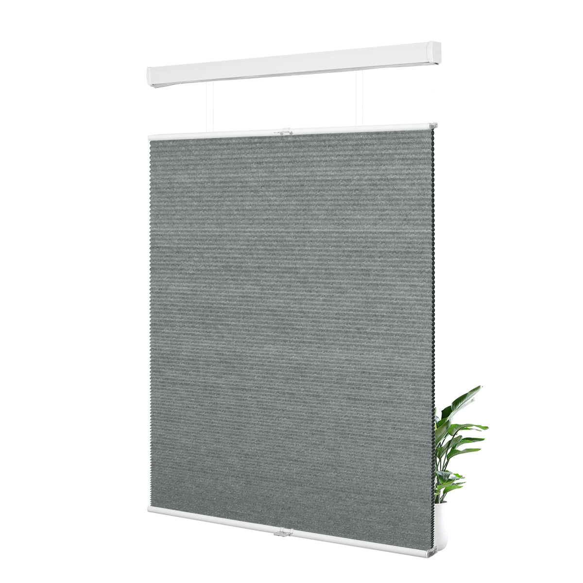 Sulugood Standard Cordless Top Down Bottom Up Jacquard Cellular Shade in grey installed in a window.