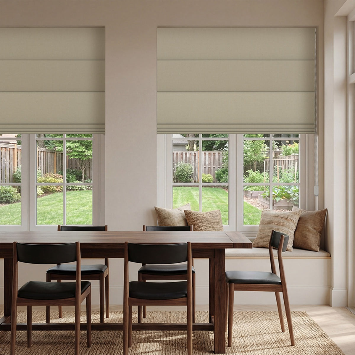 Sulugood Linen Fabric Blackout Drawstr Roman Shades