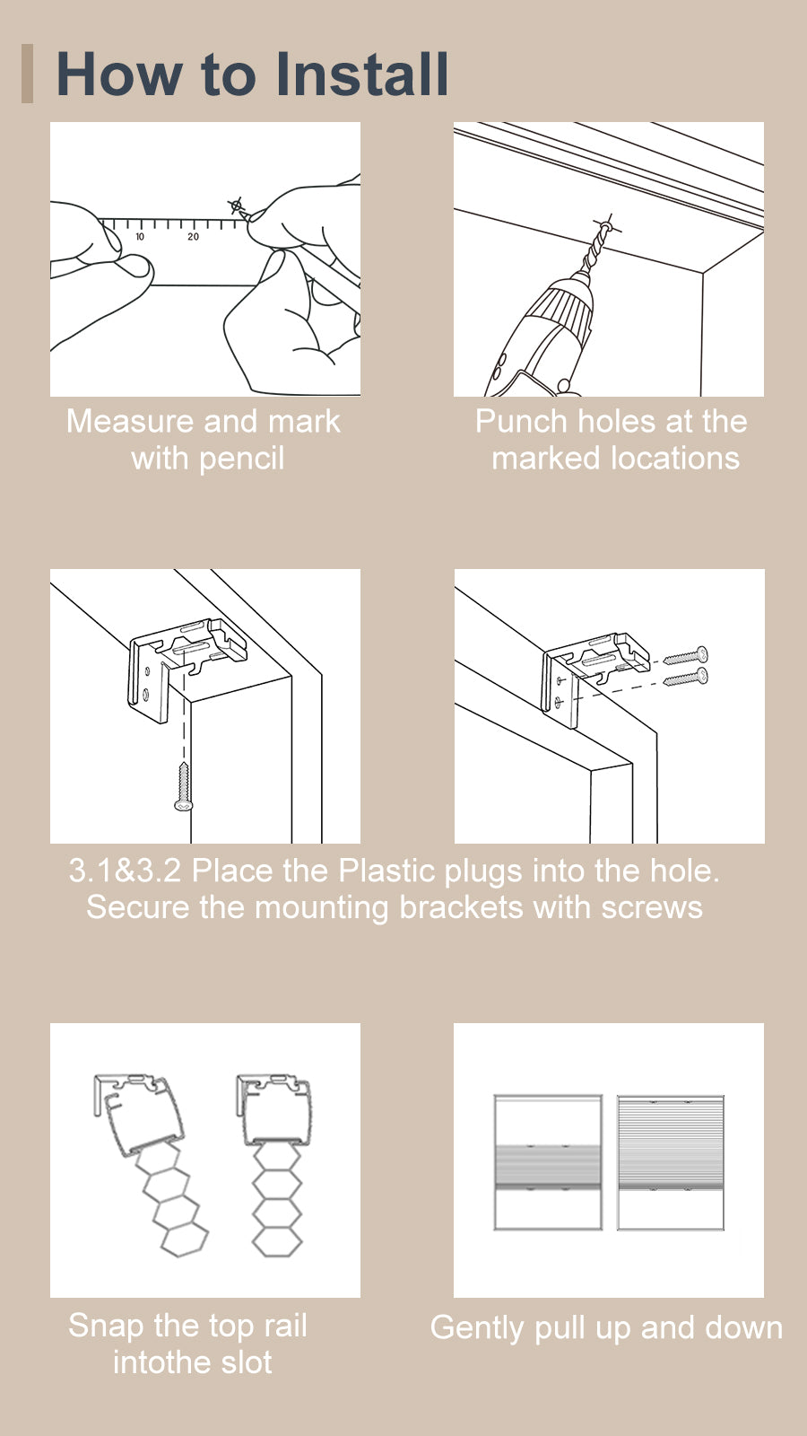 Sulugood Custom Cordless Mini Honeycomb No Drill Cellular Shades