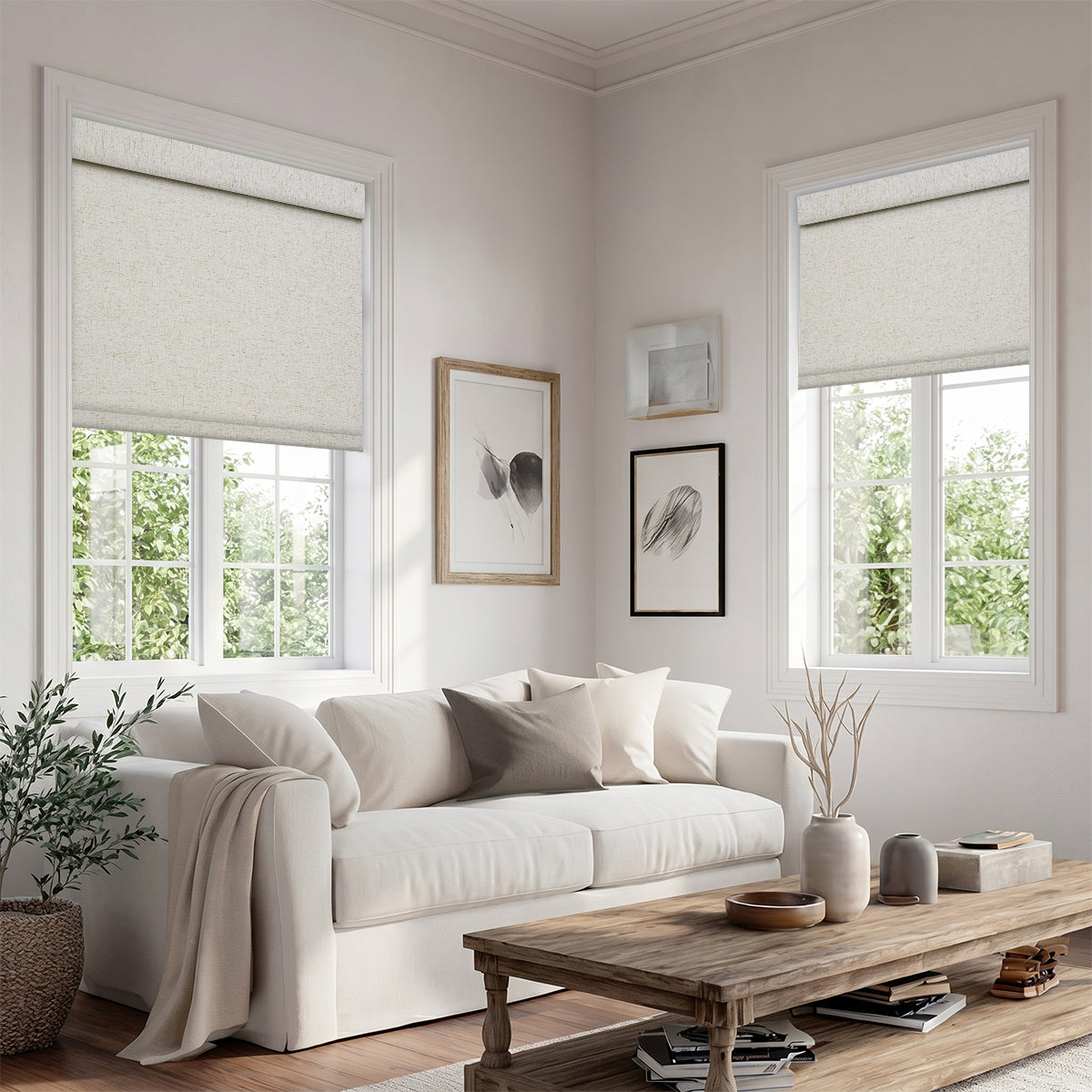 Sulugood Classic No Drill Cordless Cover Bracket Roller Shades
