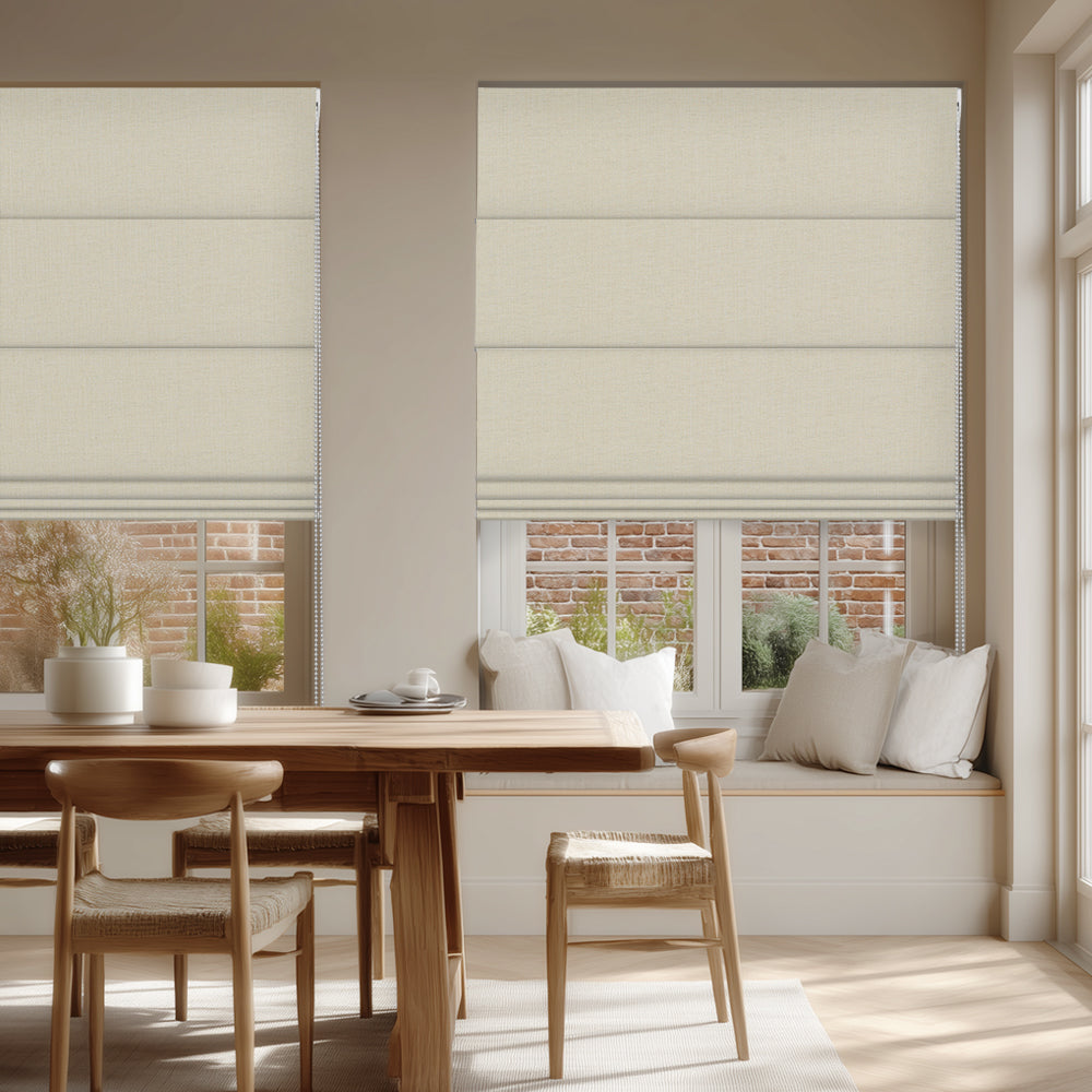 Sulugood Linen Fabric Blackout Drawstr Roman Shades