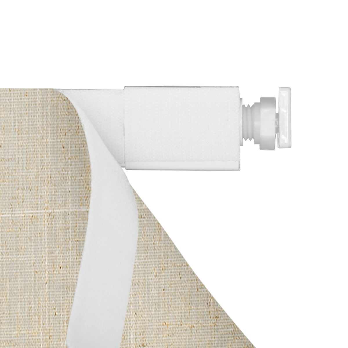 Sulugood No Dril Cordless Blackout Light Filtering Roman Shades installation detail showing mount and fabric.