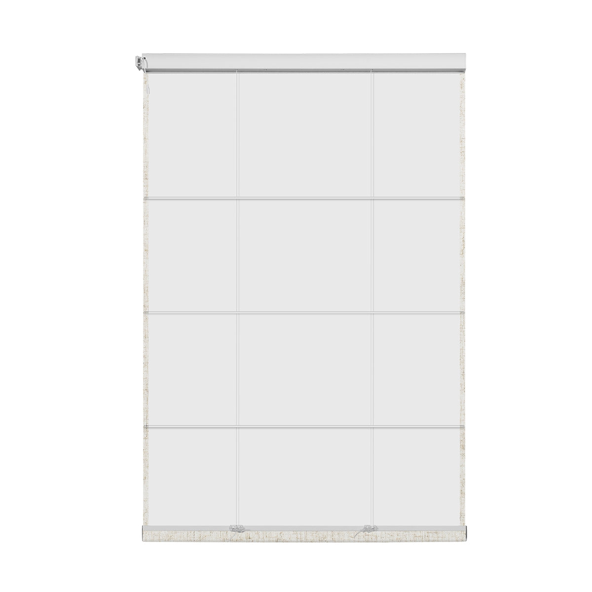 Sulugood Motorized No Drill Cordless Smart Blackout & Light Filtering Roman Blinds displayed in white fabric.