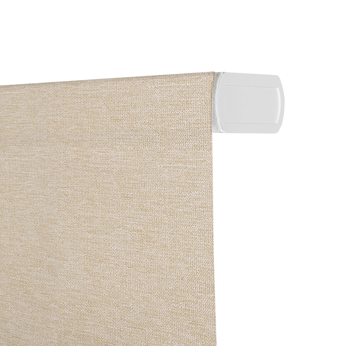 Sulugood Smart Motorized Blackout Light Filterling Roman Shades close-up showing texture and top mounting system.