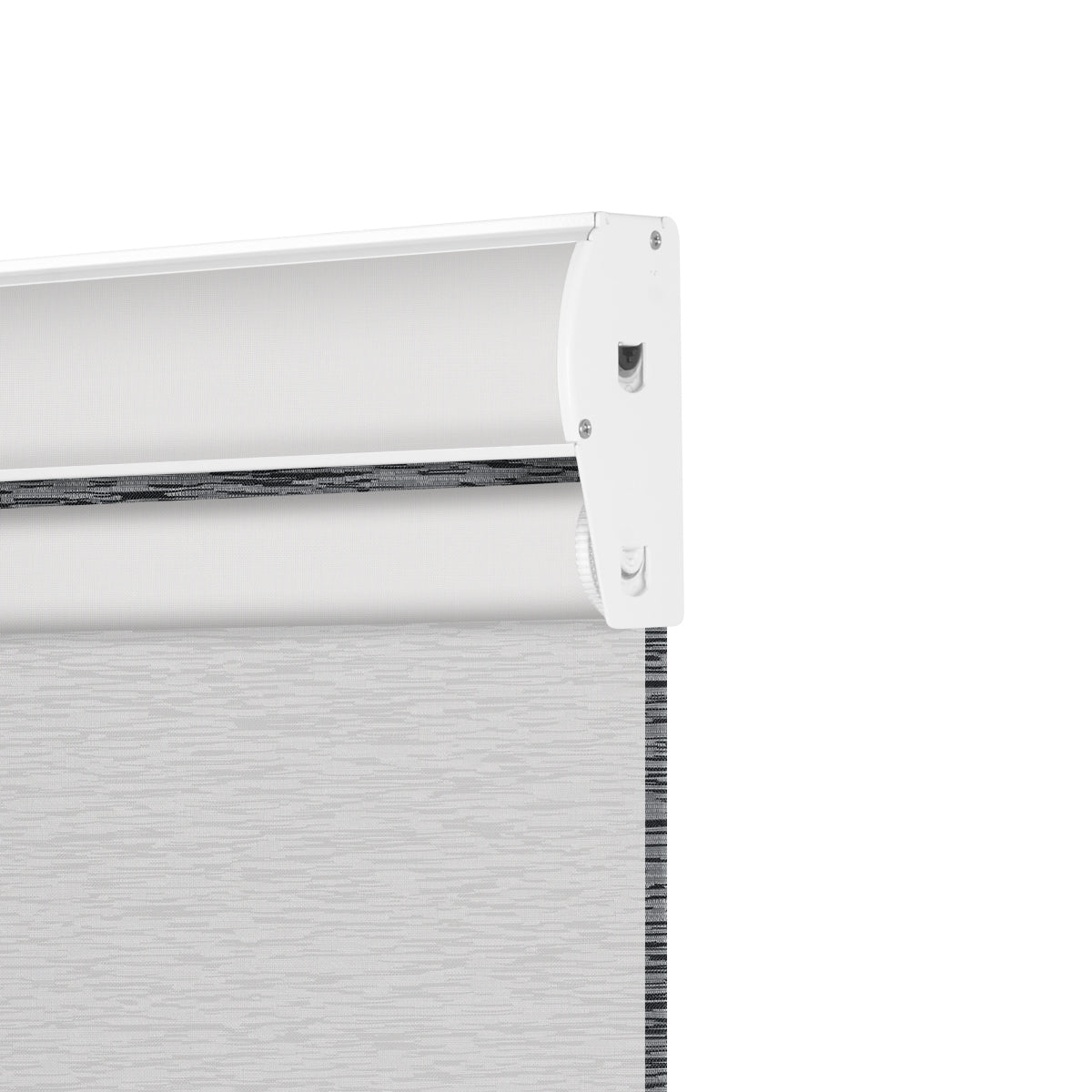 Sulugood Cordless Dual Roller Shades Blackout and Light Filtering Shades with Cassette Valance detail showing cassette design