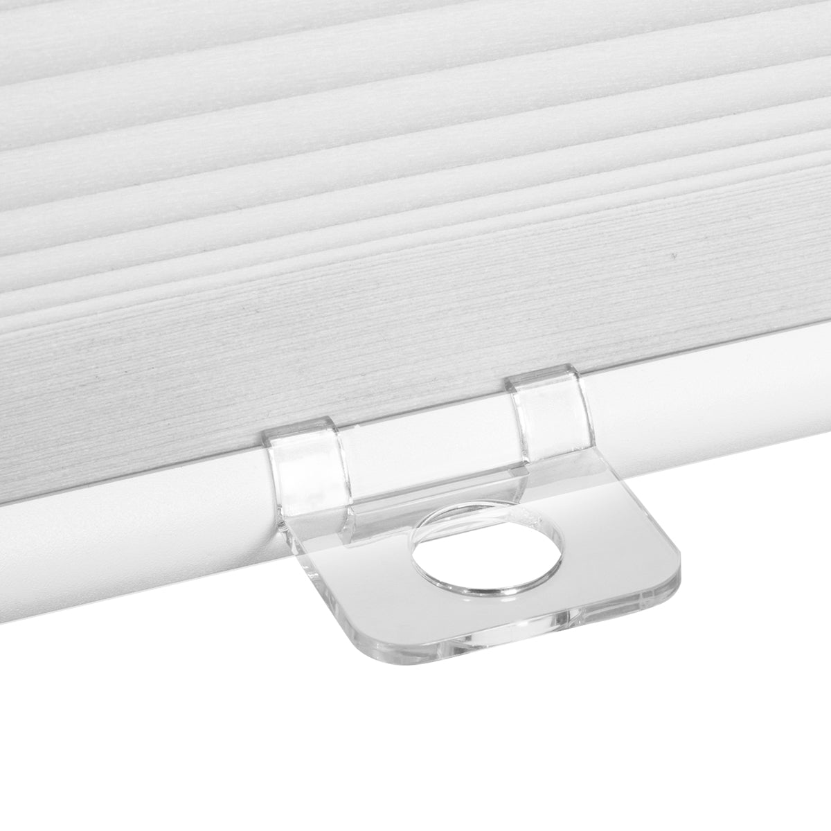 Sulugood No Dril Same Color With Casing Cellular Shades close-up of the mount mechanism for easy installation.