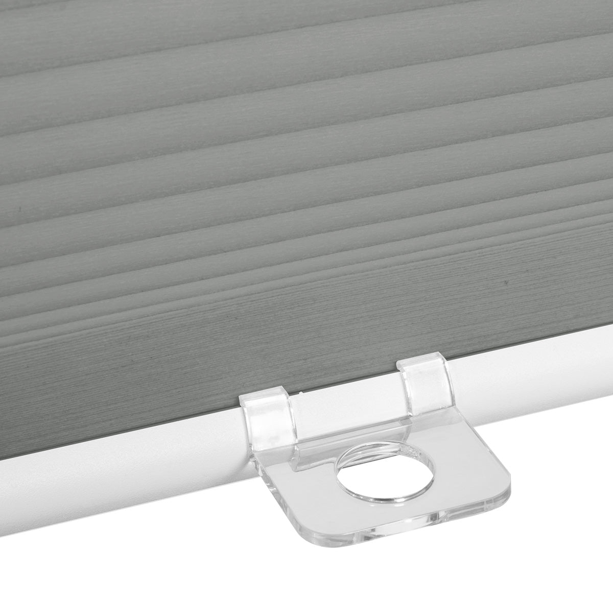 Sulugood No Drill Solid Color Blackout Fabrics Top-Down Bottom-Up Cellular Shade close-up of hardware detail.