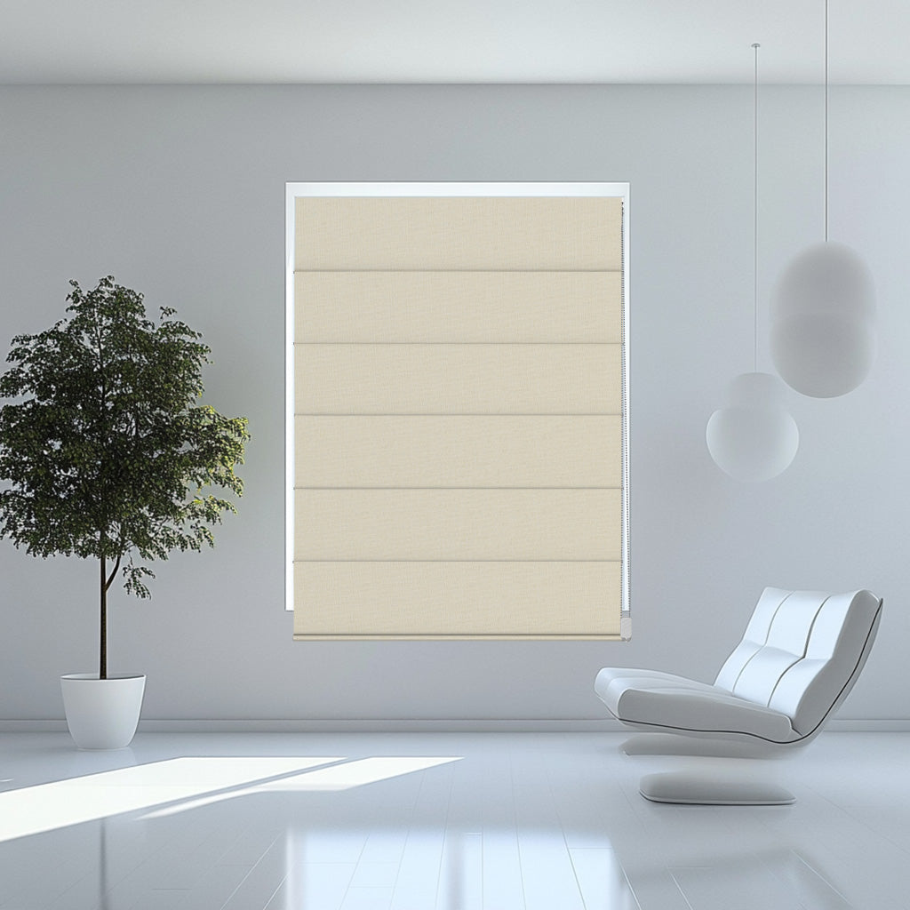 Sulugood Linen Fabric Blackout Drawstr Roman Shades