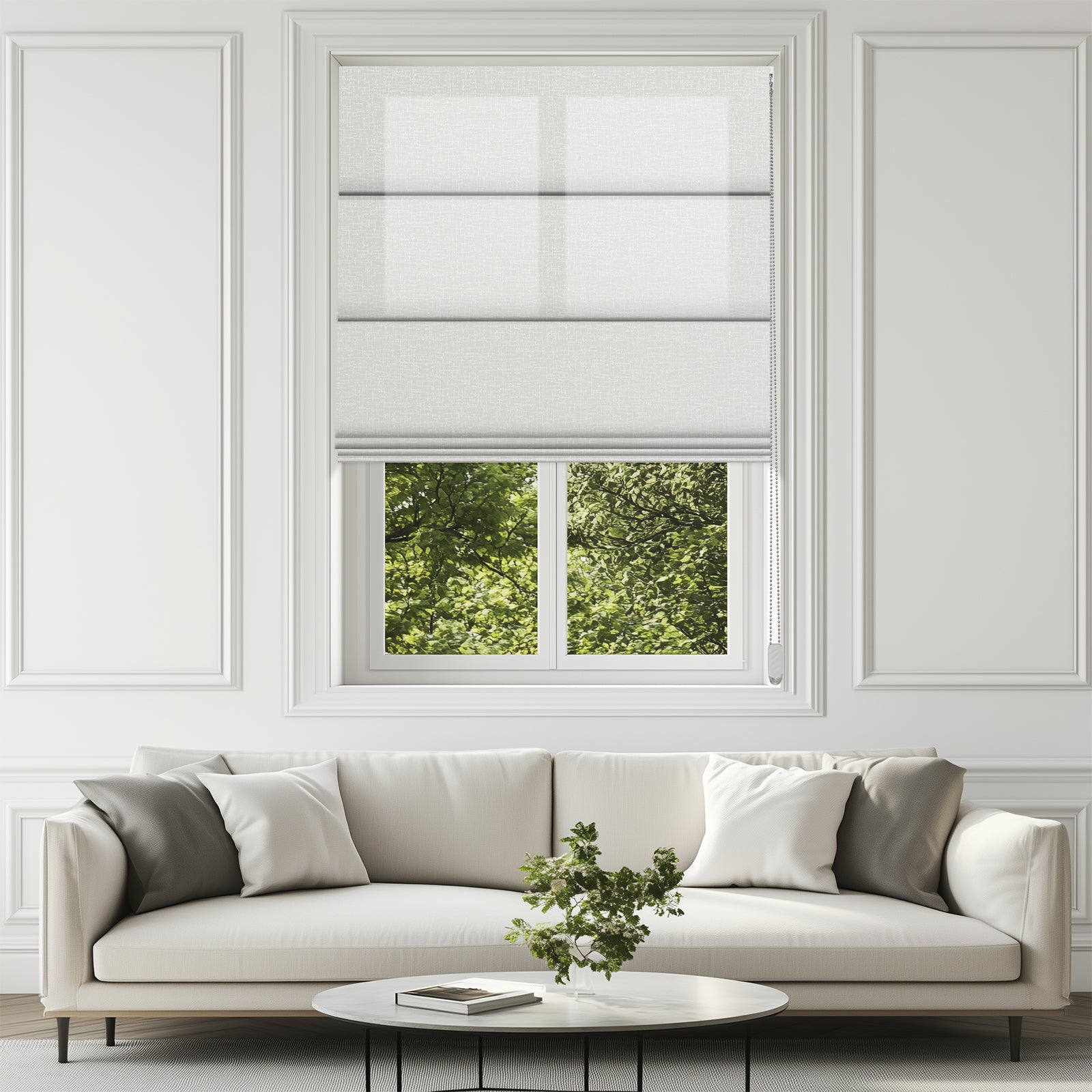 Easy Installation Of Grid Striped Fabric Blinds Light Filtering Roman Shades