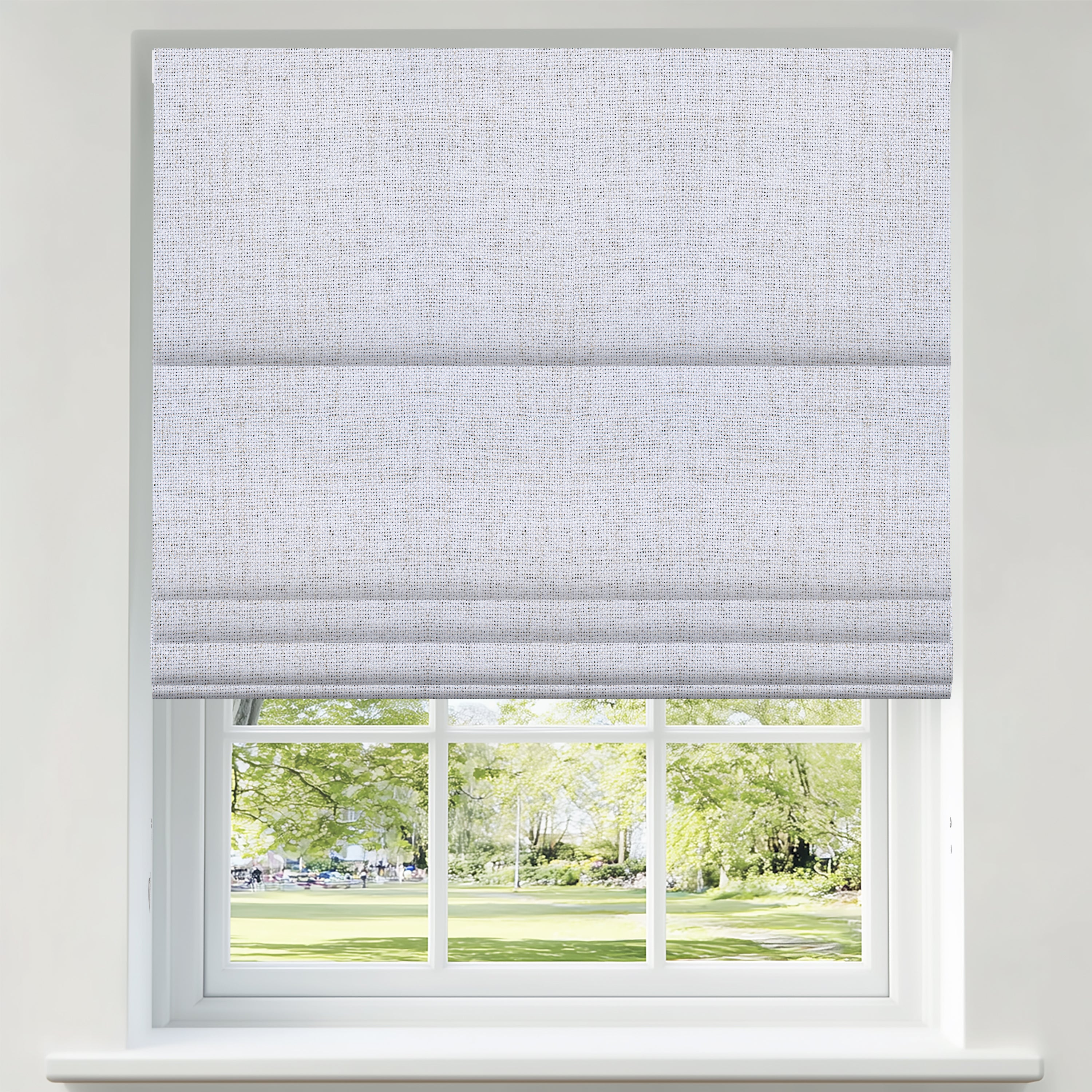Sulugood No Drill Cordless Textured Charcoal Linen Blackout Roman Shades