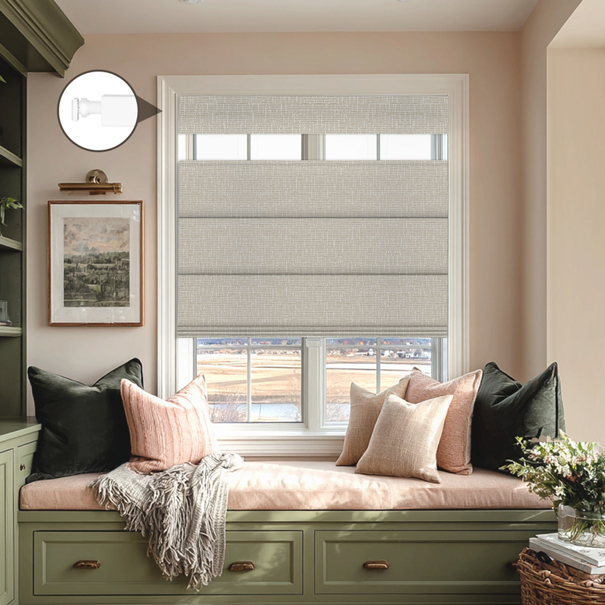 Sulugood No Drill Roman Shades | Cordless Top Down Bottom Up