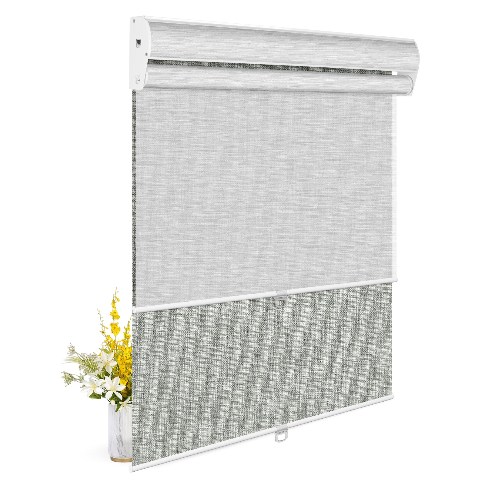 Light Filtering White+Blackout Gray