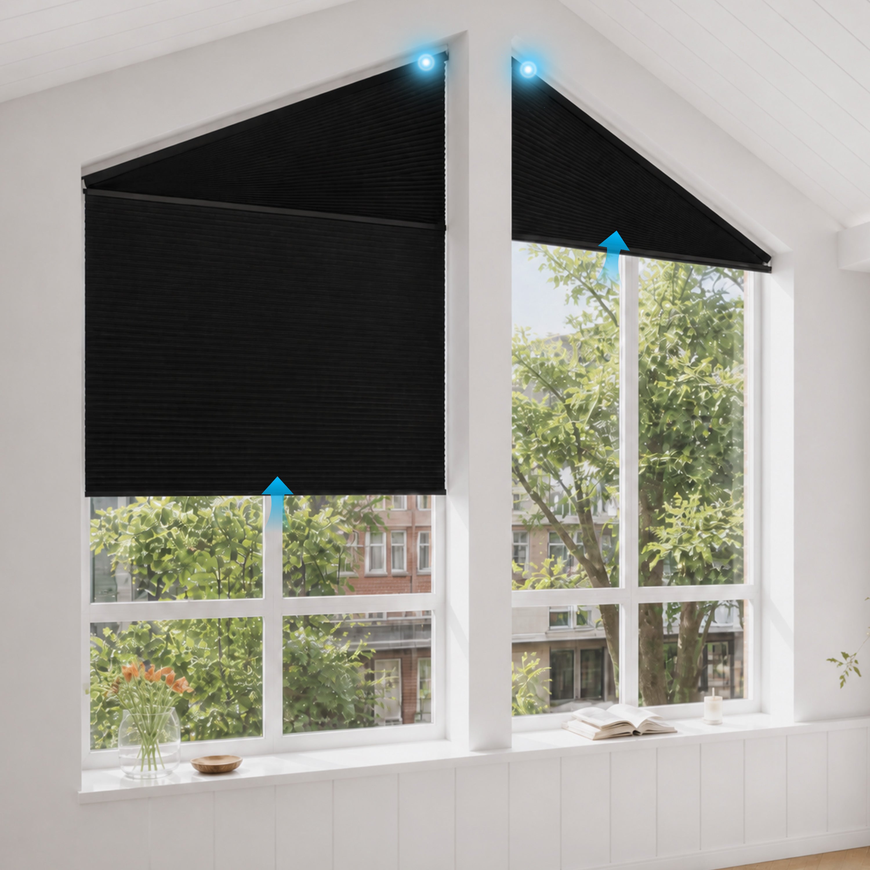 Sulugood Custom Specialty Cellular Shades for Angled & Arch Windows