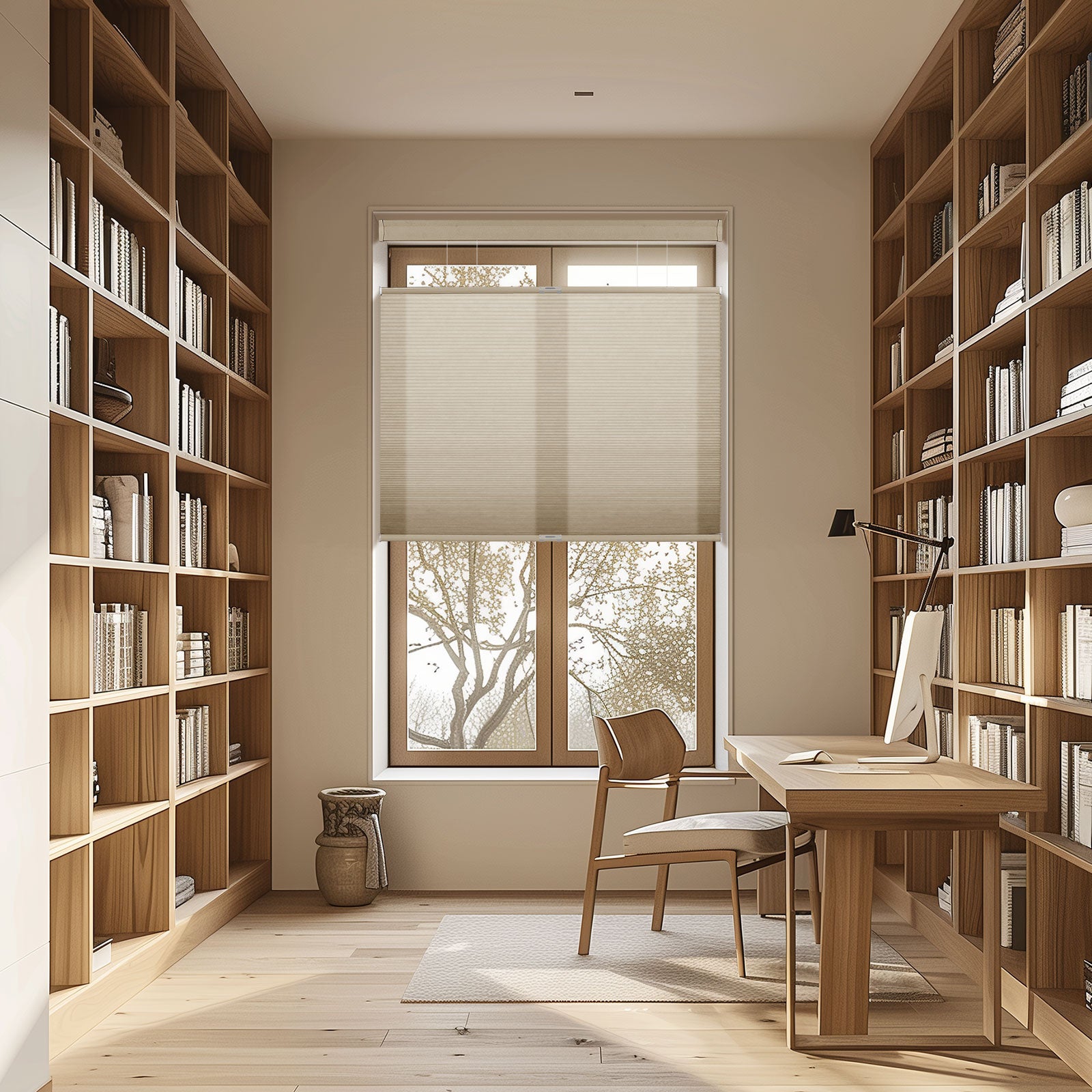 Sulugood Top Down Bottom Up Light Filtering Same Color With Casing Cellular Shades