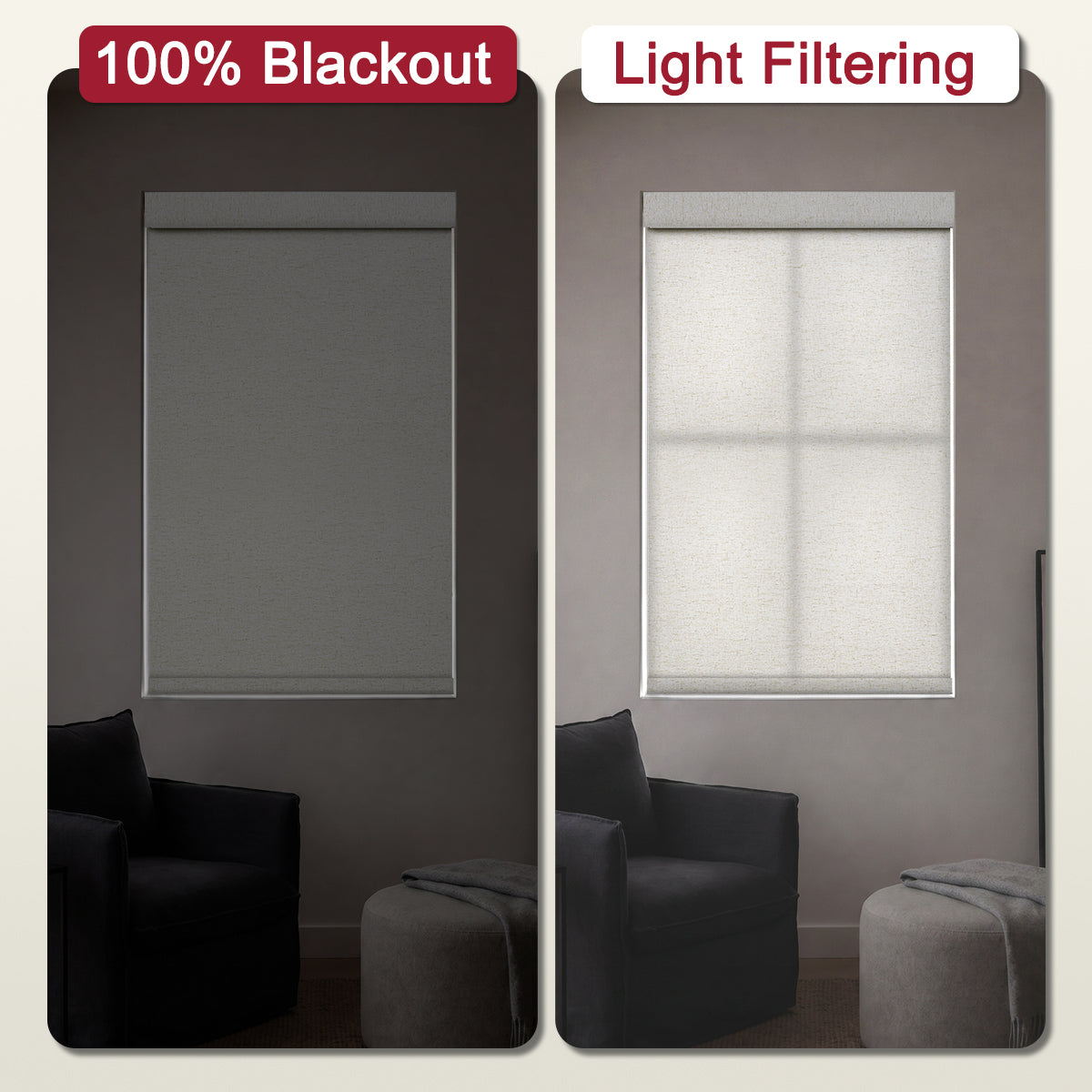 Sulugood Classic No Drill Cordless Cover Bracket Roller Shades