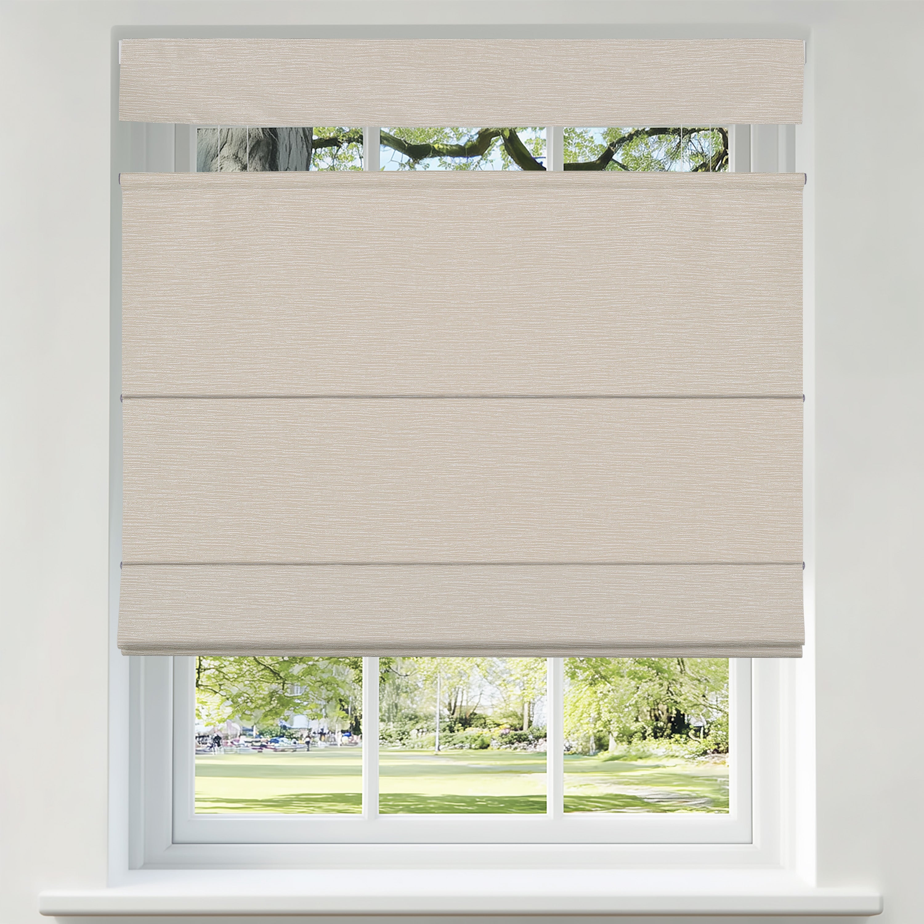 Sulugood No Drill Vertical Stripe Coated Linen Cordless TDBU Roman Shades