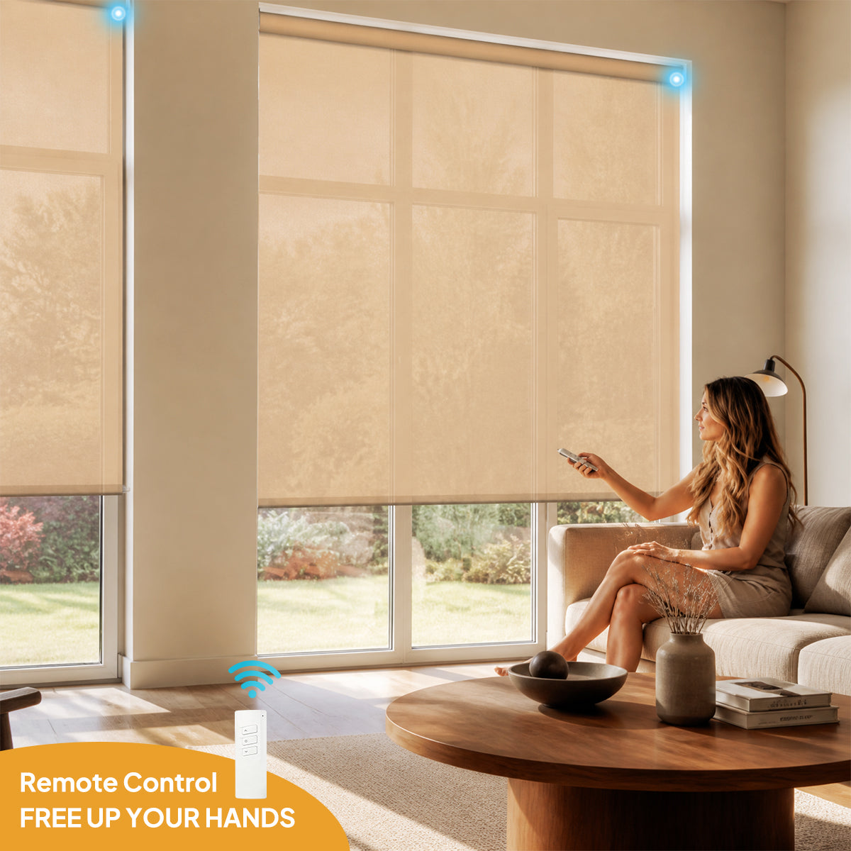 Estor enrollable de patio Sulugood personalizado para exteriores, sin cordón, resistente al agua y con protección UV