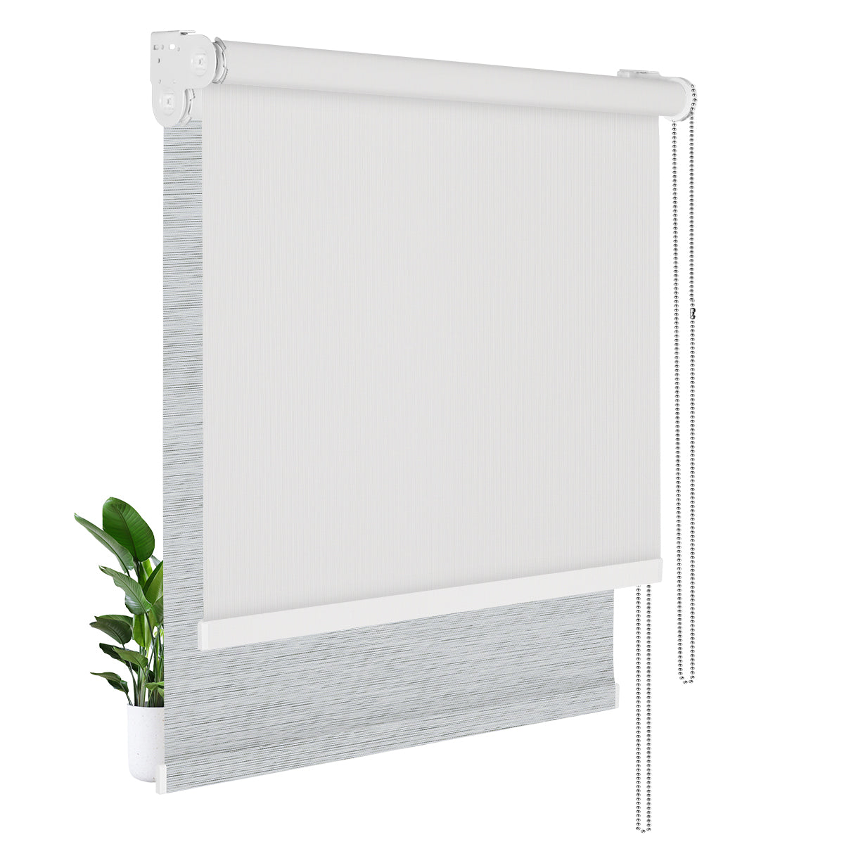 Light Filtering White+Blackout Silver Gray