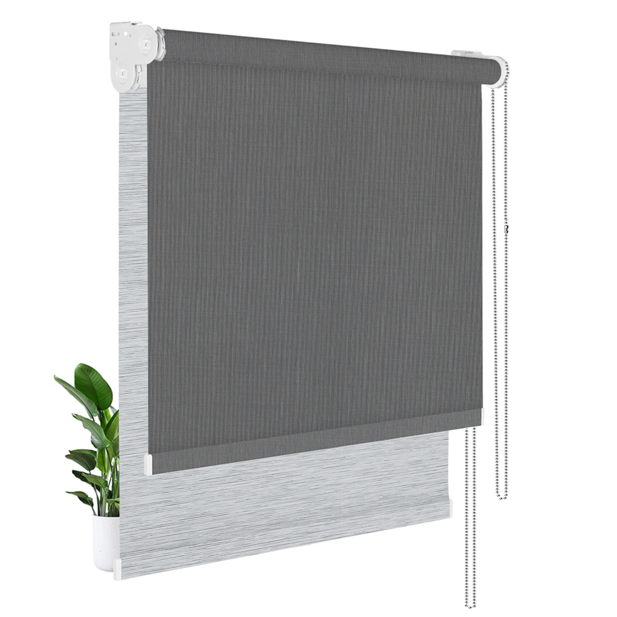 Light Filtering Black+Blackout Silver Gray