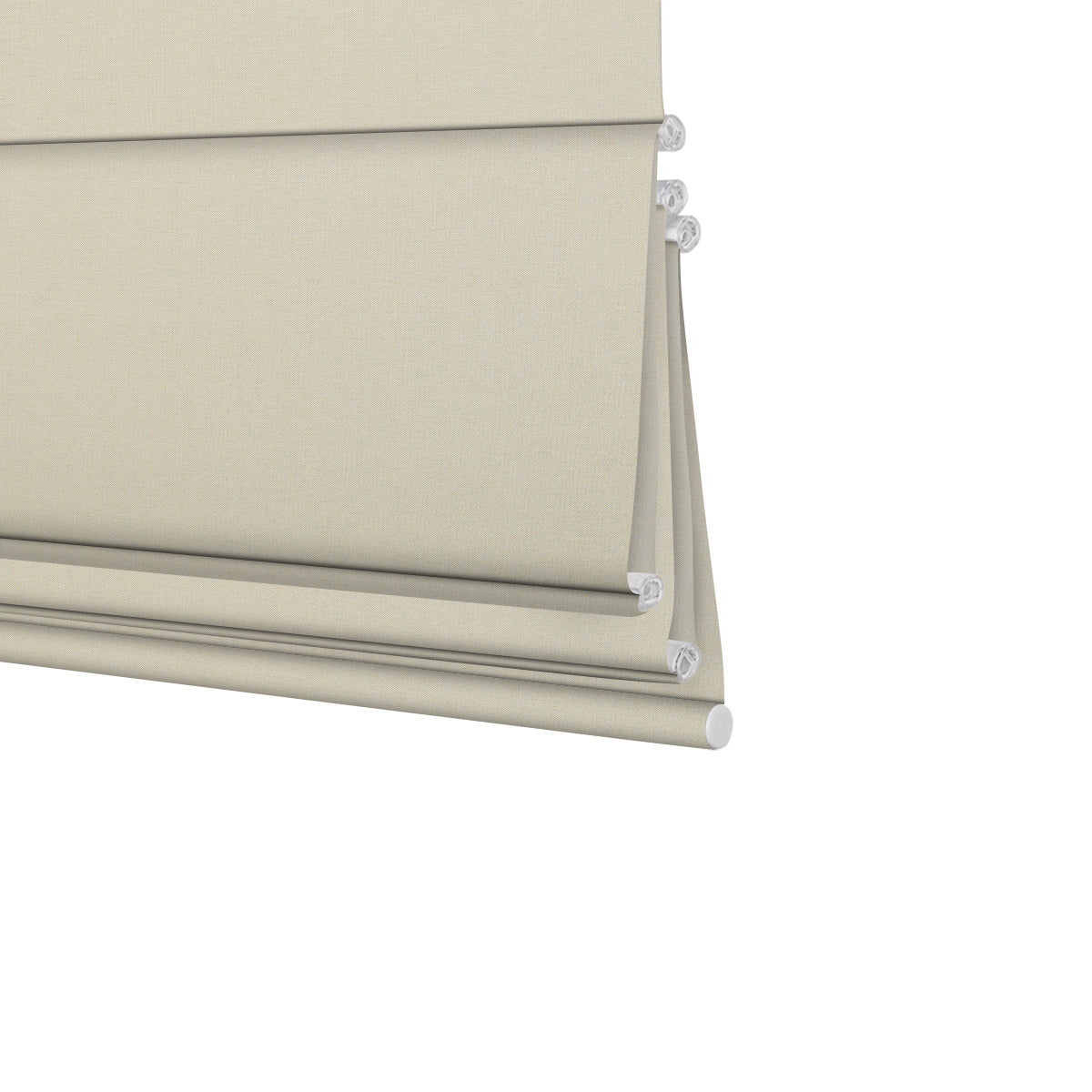 Sulugood Fabric Samples Iron Beaded Roman Shade in a soft neutral color, showcasing elegant fabric texture.