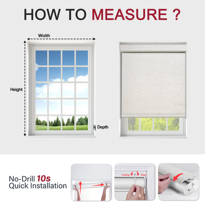Sulugood Classic No Drill Cordless Cover Bracket Roller Shades