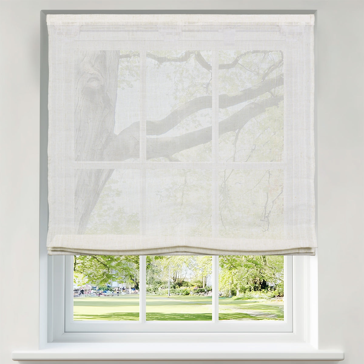 Sulugood Custom Soft Cotton Linen Cordless Light Filtering Relaxed Roman Shade