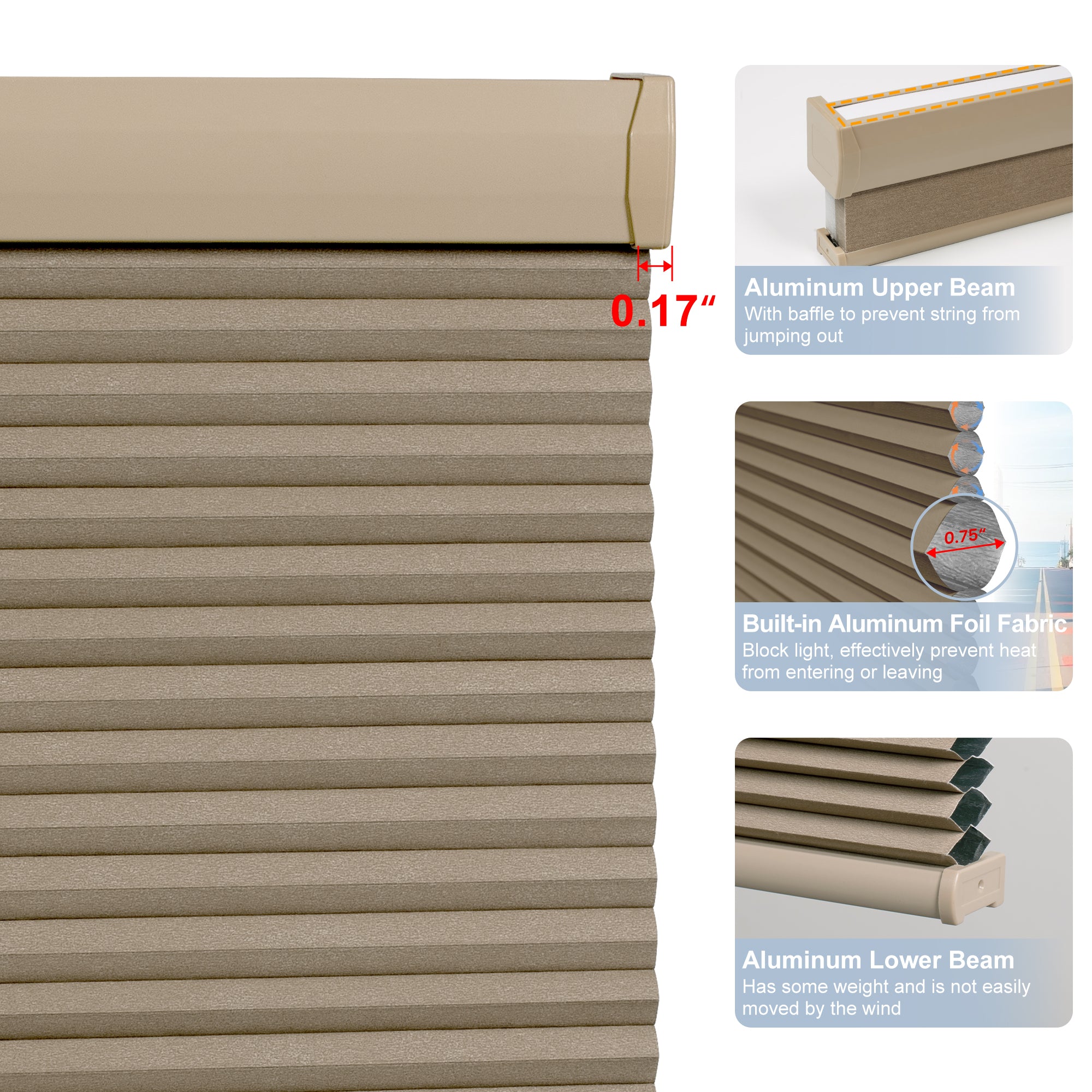 Sulugood Classic Blackout Cordless Cellular Shades