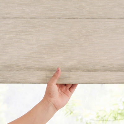 Sulugood No Drill Vertical Stripe Coated Linen Cordless TDBU Roman Shades