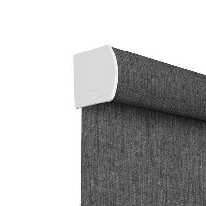 Sulugood Cordless Smart Custom Fabric-Wrapped Electric Roller Shades close-up showing sleek fabric and roller mechanism.