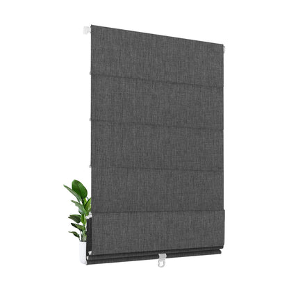 Sulugood No Drill Linen Fabric Cordless Blackout Roman Shades