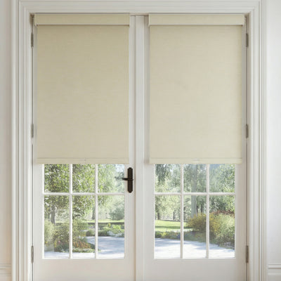 Sulugood Premium Blackout Light Filtering Cassette Roller Blinds with Same Color End Caps in a modern home setting.