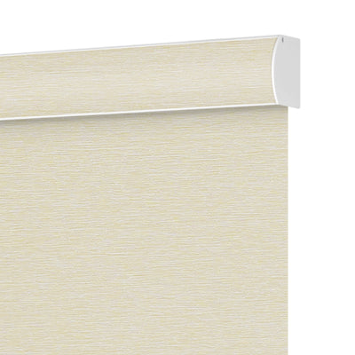 Sulugood Premium Blackout Light Filtering Cassette Roller Blinds with Same Color End Caps in a beige color.