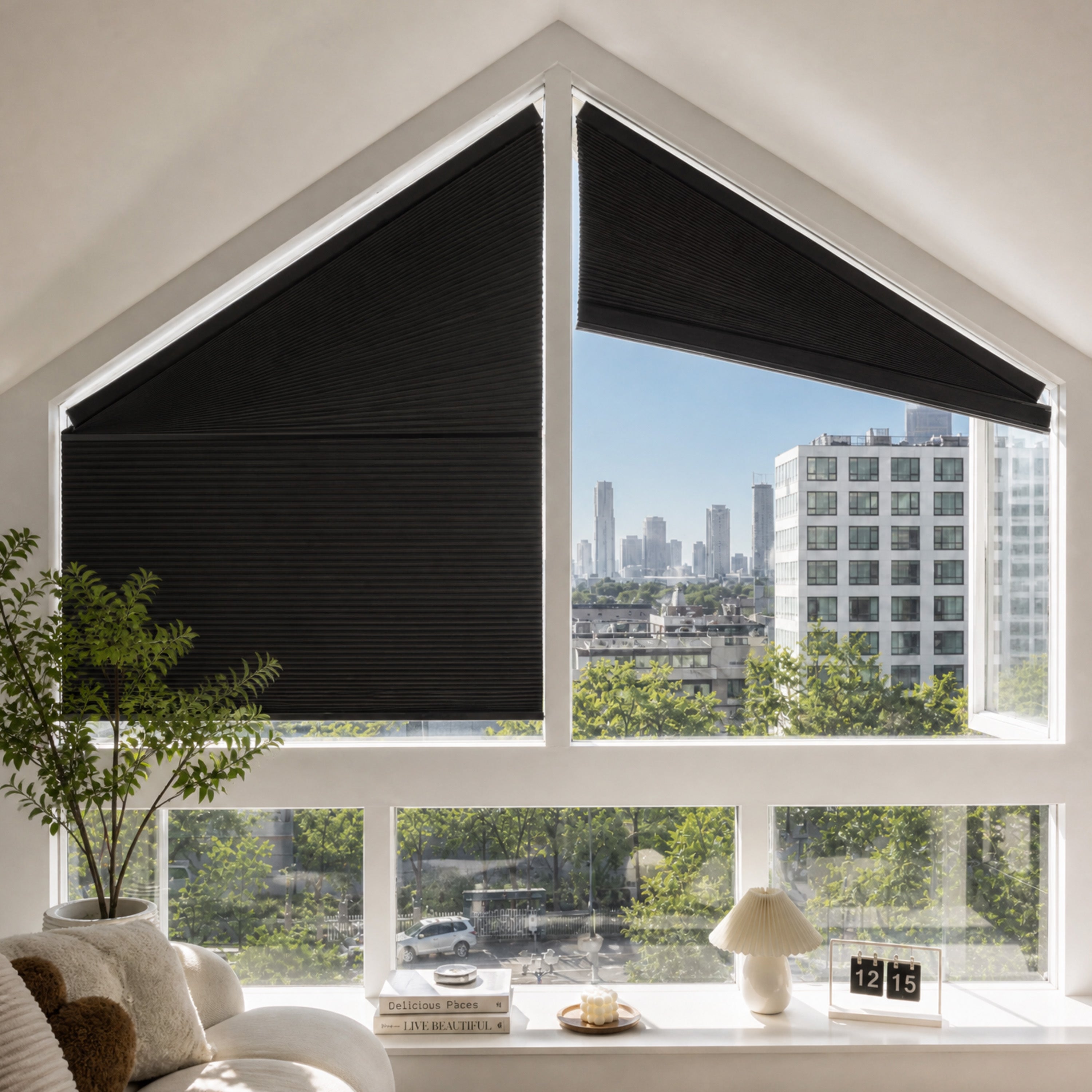 Sulugood Custom Specialty Cellular Shades for Angled & Arch Windows