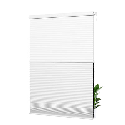 Sulugood No Drill Motorized Day Night Cellular Blinds Remote & App Control with a sleek white design.