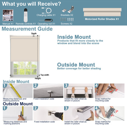 Sulugood Motorized Small Square Minimalist Shallow Caves Deep Needs Roller Shades