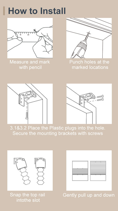 Sulugood Custom Cordless Mini Honeycomb No Drill Cellular Shades