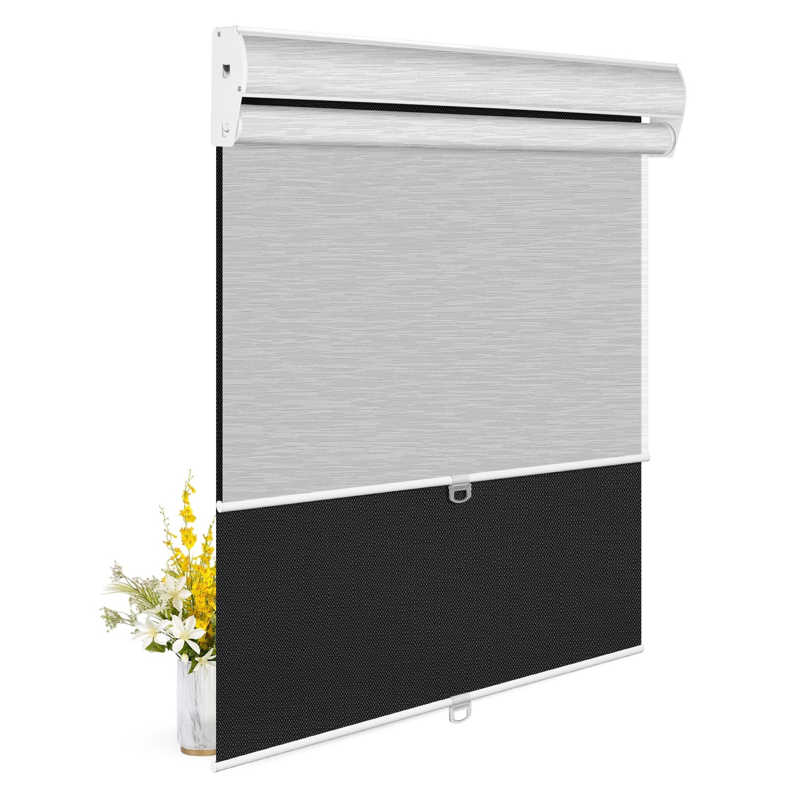 Light Filtering White+Blackout Black