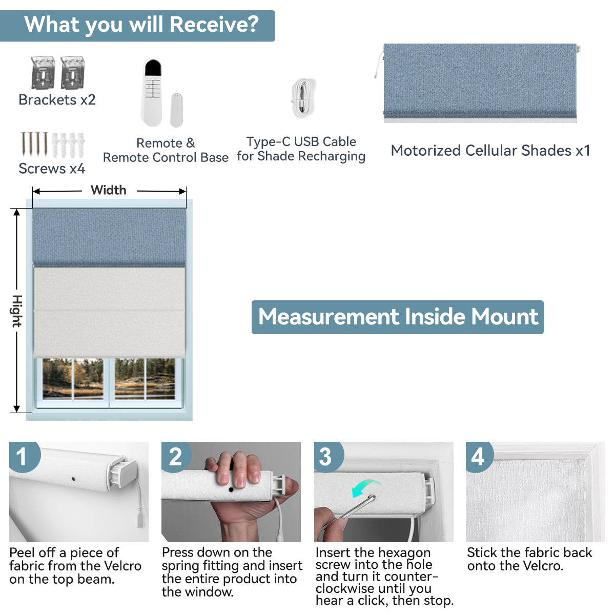 Sulugood Motorized No Drill Modern Minimalist Day and Night Roman Blinds