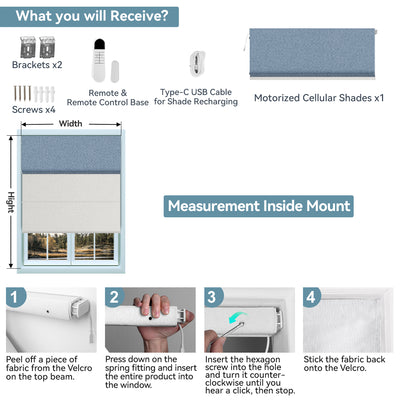 Sulugood Motorized No Drill Modern Minimalist Day and Night Roman Blinds