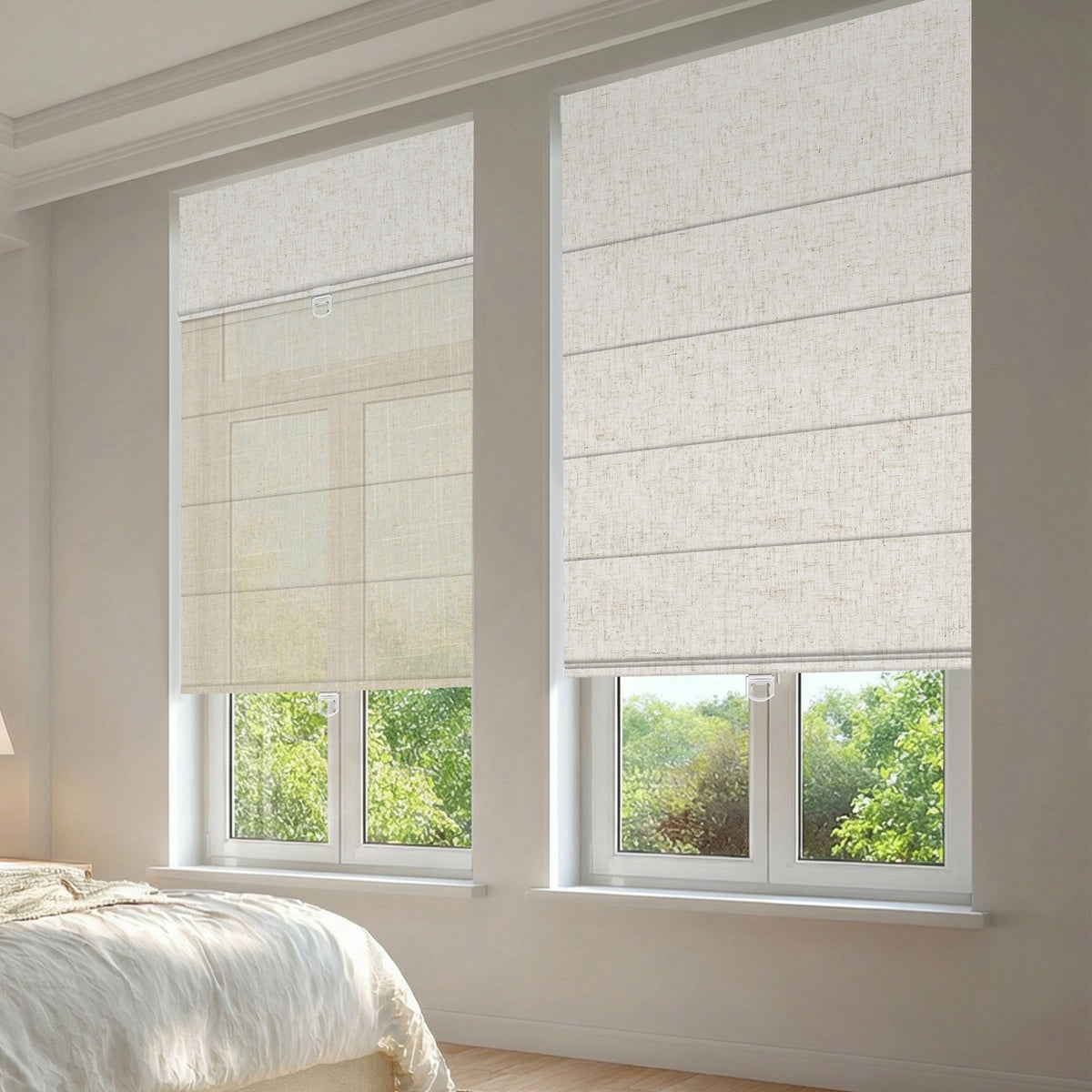 Sulugood Premium Cordless Double Layer Light Control Roman Shades
