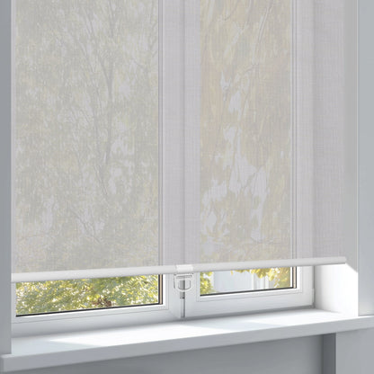 Sulugood Spring Cordless Different Light Transmittance Sunweave Fabric Roller Shades in a modern window setting.